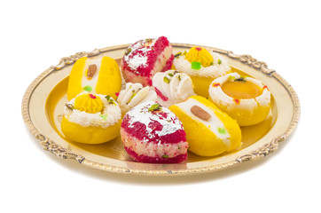 Indian Traditional Bengali Sweet Food Also Know as Bangla Sweet or Bengali Dessert isolated on White Background