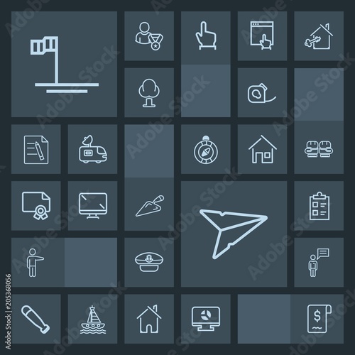 Modern Simple Dark Vector Icon Set With Blue Insulating Navy Insulating Navy White Sport People Mark Message Captain Tick Baseball Check Pointing Screen Communication Ocean Beach Showing Bat Icons