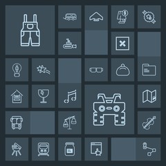 Modern, simple, dark vector icon set with clothing, extreme, mouse, wear, transportation, sound, navigation, speed, window, music, internet, bbq, point, cello, barbecue, atv, world, scale, quad icons