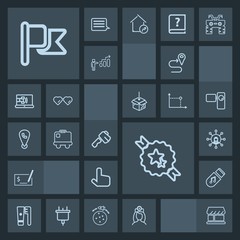 Modern, simple, dark vector icon set with nurse, pen, medical, flag, hammer, hygiene, health, baggage, music, screwdriver, construction, clean, communication, road, america, navigation, shop icons
