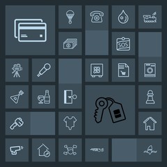 Modern, simple, dark vector icon set with cute, plastic, hobby, tool, sos, surfer, building, security, strategy, debit, military, ball, chessboard, war, card, surfing, construction, tropical icons