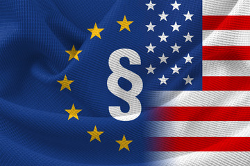 GDPR General Data Protection Regulation USA EU Flag Paragraph - obrazy, fototapety, plakaty