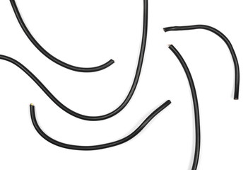 cut insulated cable, wire isolated on white background