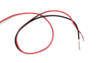 cut insulated cable, wire isolated on white background