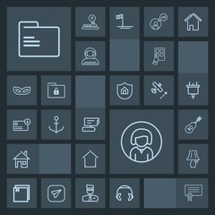 Modern, simple, dark vector icon set with success, light, estate, template, building, mobile, audio, equipment, guitar, record, blank, internet, young, lamp, switch, wheel, diploma, office, view icons