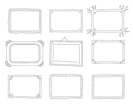Decorative set template photo frames isolated on white background. Scrapbook concept. These photo frames you can use for kids picture or your love story. Vector illustration.