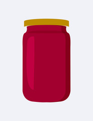 Jar with Strawberry Jam Poster Vector Illustration