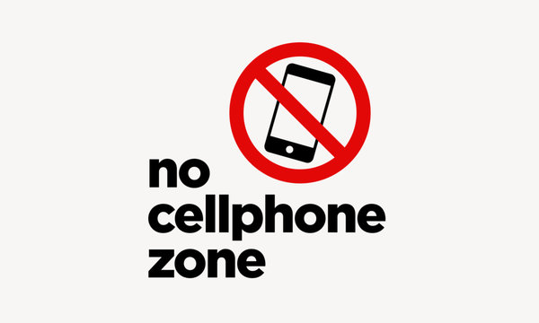 No Cellphone Zone Sticker Sign in Flat Modern Style Design