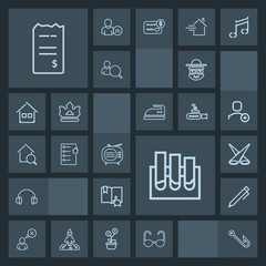 Modern, simple, dark vector icon set with happy, money, bill, sun, click, fishing, medical, financial, rod, hand, tv, finance, light, medicine, antenna, cartoon, cancel, glasses, education, hook icons