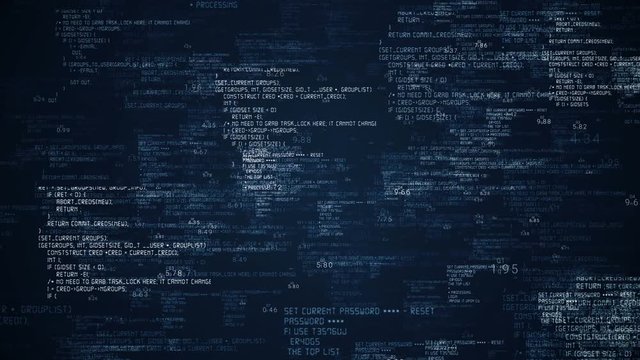 Looping infinite Text code password searching HUD.Futuristic technological intro with digital code text background.Blue.Type 4