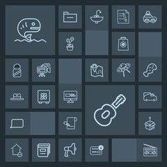 Modern, simple, dark vector icon set with gift, new, transportation, money, fish, list, transport, fashion, sound, speech, box, removal, house, sack, traffic, record, van, cardboard, retail, web icons