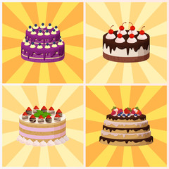 Sweet Bakery Collection Poster Vector Illustration