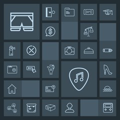 Modern, simple, dark vector icon set with buy, male, shoe, sunrise, scale, arrow, internet, music, jug, high, decoration, house, pottery, wear, white, finance, style, screen, balance, nature icons
