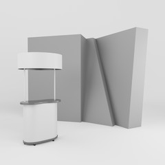 Empty Stand, Kiosk Or Booth Ready For Customization