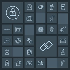 Modern, simple, dark vector icon set with profile, cash, banner, sign, currency, security, sound, statistic, pie, communication, white, lock, human, graph, spice, music, building, musical, money icons