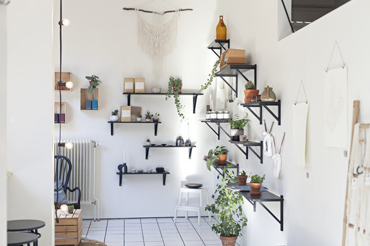 Interior of Scandinavian caf&eacute;