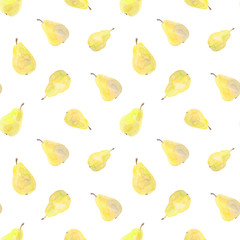 Seamless pattern with yellow pears
