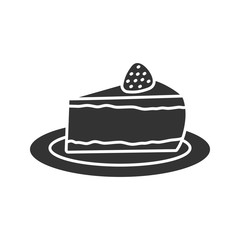Cheesecake with strawberry glyph icon