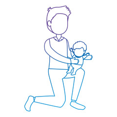 cute father lifting baby avatars characters vector illustration design