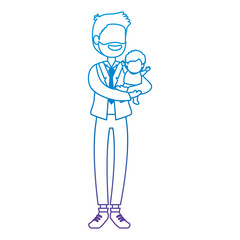 cute father lifting baby avatars characters vector illustration design