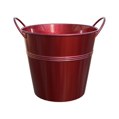 3D Rendering Red Bucket on White