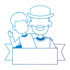 cute father with son avatars characters vector illustration design