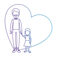 cute father with daughter in heart vector illustration design