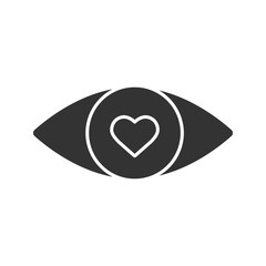 Human eye with heart inside glyph icon