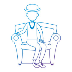 cute father in sofa avatar character vector illustration design