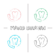 Making appointment with dentist hand drawn icons set