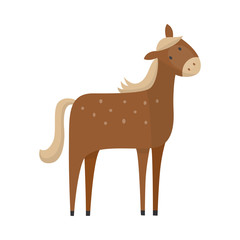 Fototapeta premium Brown horse hand drawn icon. Farm animal, equastrian mammal stallion or mare. Domestic rural animal, symbol of riding and power. Vector flat isolated illustration