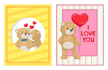 I Love You and Me Teddy Bears Vector