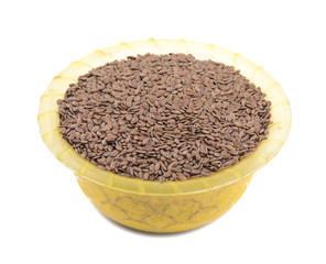 Organic Flax Seeds Also Know as Alsi, Linum usitatissimum or linseed Isolated on White Background