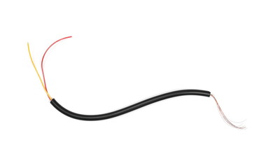 cut insulated cable, wire isolated on white background