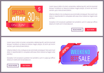 Set Sale Special Offer Order Now Web Poster Vector