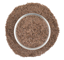 Organic Flax Seeds Also Know as Alsi, Linum usitatissimum or linseed Isolated on White Background