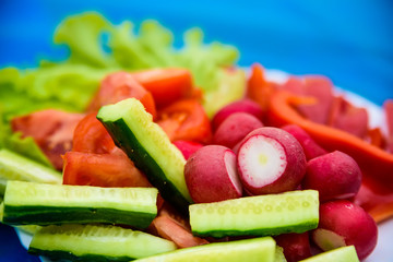 Plate with sliced vegetables