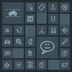 Modern, simple, dark vector icon set with karaoke, building, finance, chat, search, architecture, speech, music, wheel, pole, cooking, business, magnetic, bicycle, meat, bubble, interior, field icons