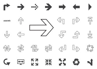 Right arrow icon. Arrow vector illustration icons set.