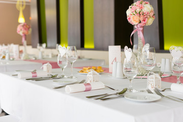 table set for a wedding dinner