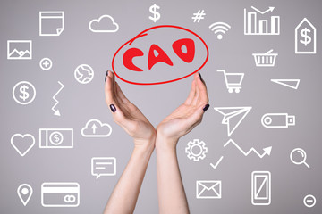 A businessman shows an inscription:CAO
