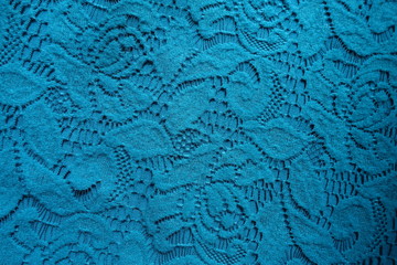 Net-like blue green cotton lace from above
