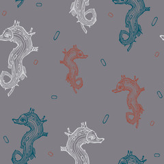 Seamless pattern - seahorse.