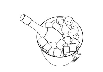 sketch of a bottle in an ice bucket vector