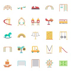 amusement park icons set