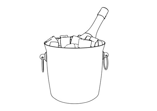 Sketch Of A Bottle In An Ice Bucket Vector