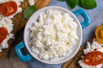 Curd cheese in a dish
