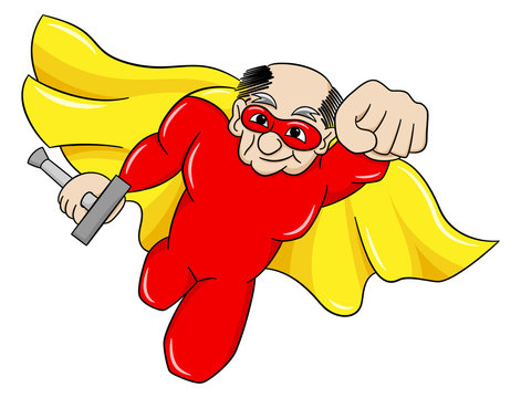 alter fliegender Cartoon Super Held 