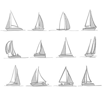 Sailing boat drawings