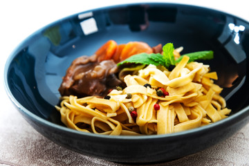 Home made Beef Bourguignon with Tagliatelle